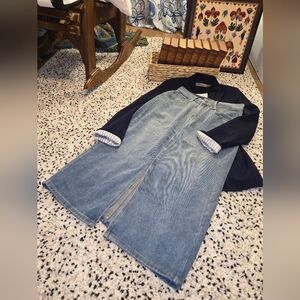 Jeans brand denim midi skirt. Says large, looks more like small fit.